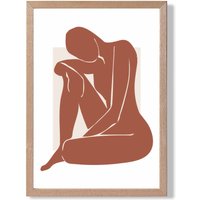 ARTZE Matisse Nude Cream & Terracotta Framed Print SIZE: A3 with Oak Frame