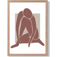 ARTZE Matisse Nude Neutral Coloured Framed Print SIZE: A4 with Oak Frame in Beige | Size: A3