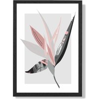 ARTZE Tropical Flower Grey & Pink Boho Botanical Framed Print SIZE: A4 with Black Frame | Size: A3