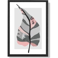 ARTZE Tropical Plant Grey & Pink Boho Botanical Framed Print SIZE: A2 with Black Frame | Size: A4