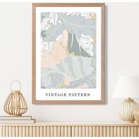 ARTZE William Morris Wreath in Green & Peach Art Print / Oak Frame / SIZE: A2 | Size: A3