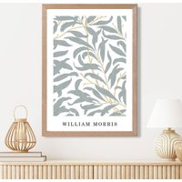ARTZE William Morris Sage Green Willow Art Print / Oak Frame / SIZE: A4 in Pale Green | Size: A3