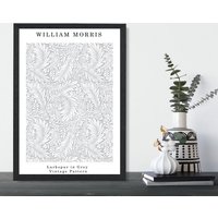 ARTZE William Morris Larkspur in Grey Art Print / Black Frame / SIZE: A3 in Light Grey | Size: A2