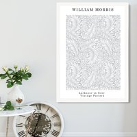 ARTZE William Morris Larkspur in Grey Art Print / White Frame / SIZE: A3 in Light Grey | Size: A2