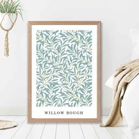 ARTZE Vintage William Morris Green & Yellow Willow Pattern Art Print / Oak Frame / SIZE: A2 | Size: A3