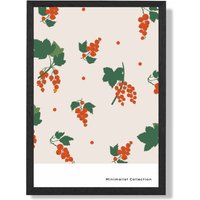 ARTZE Orange & Green Fruit Flower Market Minimalist Framed Print SIZE: A2 with Black Frame | Size: A4