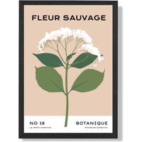 ARTZE Beige & Green Wildflower Flower Market Minimalist Framed Print SIZE: A4 with Black Frame | Size: A3