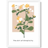 ARTZE Wildflower in Green & Beige Flower Market Minimalist Framed Print SIZE: A3 with White Frame | Size: A4