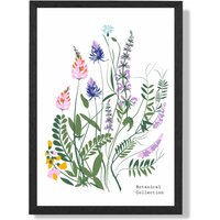 ARTZE Blue & Purple Wild Flowers Flower Market Simplicity Framed Print SIZE: A4 with Black Frame in Mid Blue