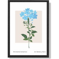 ARTZE Blue Forget Me Not Flower Market Simplicity Framed Print SIZE: A2 with Black Frame in Mid Blue | Size: A3