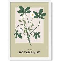 ARTZE Green & Beige Wildflower Flower Market Simplicity Framed Print SIZE: A3 with White Frame