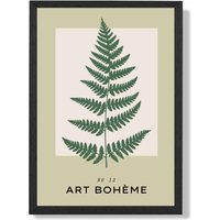 ARTZE Green & Beige Fern Flower Market Simplicity Framed Print SIZE: A3 with Black Frame | Size: A2