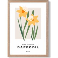 ARTZE Yellow Daffodil Flower Market Spring Framed Print SIZE: A2 with Oak Frame | Size: A4