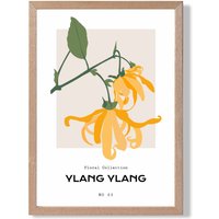 ARTZE Yellow Ylang Ylang Plant Flower Market Spring Framed Print SIZE: A2 with Oak Frame | Size: A4