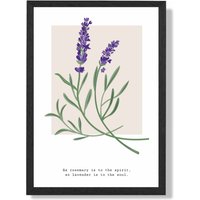 ARTZE Lavender Plant & Quote Flower Market Simplicity Framed Print SIZE: A4 with Black Frame in Purple | Size: A3