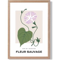 ARTZE Purple Glory Plant Flower Market Minimalist Framed Print SIZE: A4 with Oak Frame | Size: A3