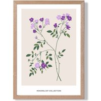 ARTZE Purple Vinca Plant Flower Market Minimalist Framed Print SIZE: A3 with Oak Frame | Size: A4