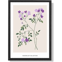 ARTZE Purple Vinca Plant Flower Market Minimalist Framed Print SIZE: A2 with Black Frame
