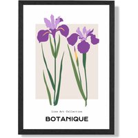 ARTZE Purple Iris Plants Flower Market Minimalist Framed Print SIZE: A2 with Black Frame | Size: A4