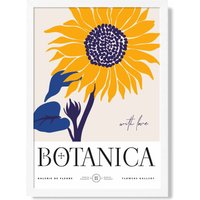 ARTZE Blue & Yellow Sunflower Flower Market Exhibition Framed Print SIZE: A3 with White Frame in Mid Blue | Size: A4
