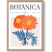 ARTZE Blue & Orange Chrysanthemum Flower Market Exhibition Framed Print SIZE: A4 with Oak Frame | Size: A3