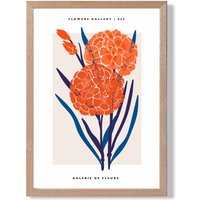 ARTZE Blue & Orange Allium Flower Market Exhibition Framed Print SIZE: A3 with Oak Frame | Size: A2
