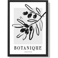 ARTZE Grey & Black Olive Boho Sketch Floral Framed Print SIZE: A4 with Black Frame | Size: A2