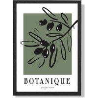 ARTZE Green & Black Olive Boho Sketch Floral Framed Print SIZE: A4 with Black Frame | Size: A2