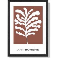 ARTZE Red & White Matisse Style Floral Cutout Framed Print SIZE: A2 with Black Frame | Size: A3