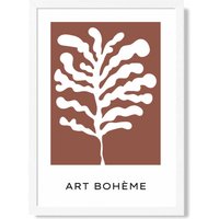 ARTZE Red & White Matisse Style Floral Cutout Framed Print SIZE: A2 with White Frame | Size: A3