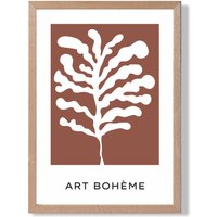 ARTZE Red & White Matisse Style Floral Cutout Framed Print SIZE: A4 with Oak Frame | Size: A3
