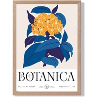 ARTZE Yellow & Blue Hydrangea Flower Market Exhibition Framed Print SIZE: A4 with Oak Frame | Size: A3
