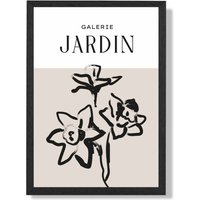 ARTZE Beige & Black Daffodil Boho Sketch Floral Framed Print SIZE: A2 with Black Frame | Size: A4