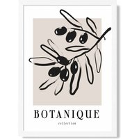 ARTZE Beige & Black Olive Boho Sketch Floral Framed Print SIZE: A2 with White Frame | Size: A4