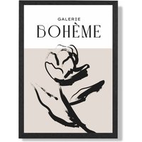 ARTZE Beige & Black Rose Boho Sketch Floral Framed Print SIZE: A2 with Black Frame | Size: A4