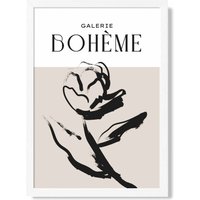 ARTZE Beige & Black Rose Boho Sketch Floral Framed Print SIZE: A2 with White Frame | Size: A3