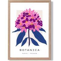 ARTZE Pink & Blue Hydrangea Flower Market Gallery Framed Print SIZE: A3 with Oak Frame in Mid Blue