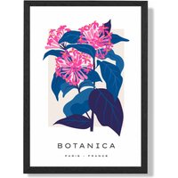 ARTZE Blue & Pink Cornflower Flower Market Gallery Framed Print SIZE: A3 with Black Frame in Mid Blue | Size: A4