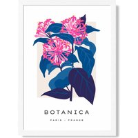 ARTZE Blue & Pink Cornflower Flower Market Gallery Framed Print SIZE: A3 with White Frame in Mid Blue | Size: A4