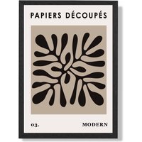 ARTZE Beige & Black Matisse Style Floral Cutout Framed Print SIZE: A4 with Black Frame | Size: A3