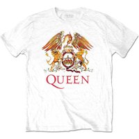 Queen Men's Classic Crest Cotton T-Shirt in White | Size: 4XL