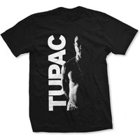 Tupac Shakur Men's Side Photo Cotton T-Shirt in Black | Size: XL