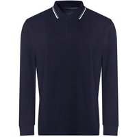 AWDis Men's Tipped Long-Sleeved Polo Shirt in Navy | Size: Small