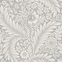 Belgravia Florence Leaf Wallpaper in Grey