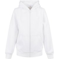 Build Your Brand Basic Full Zip Hoodie in White | Size: 9-10 Years