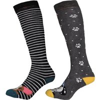Simply Essentials Women's Dogs Welly Socks Pack of 2 in Black | Size: 4-7