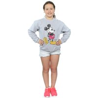 Disney Girl's Classic Kick Mickey Mouse Sweatshirt in Grey | Size: 12-13 Years