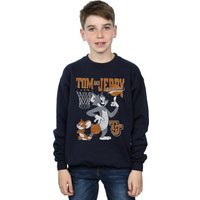 Tom & Jerry Boy's Spinning Basketball Sweatshirt in Navy | Size: 5-6 Years
