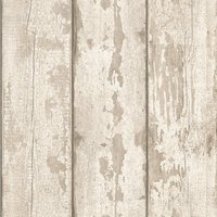 Arthouse White Washed Wood Wallpaper in Cream