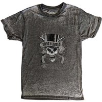 Guns N Roses Men's Faded Skull Burnout T-Shirt in Charcoal | Size: 2XL